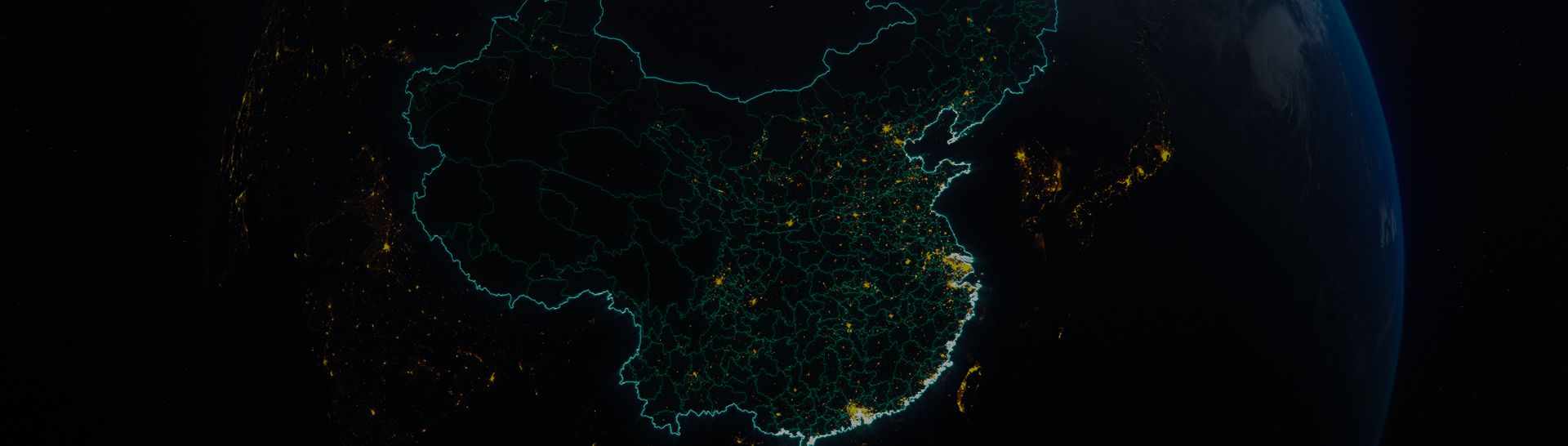China at night, satellite view